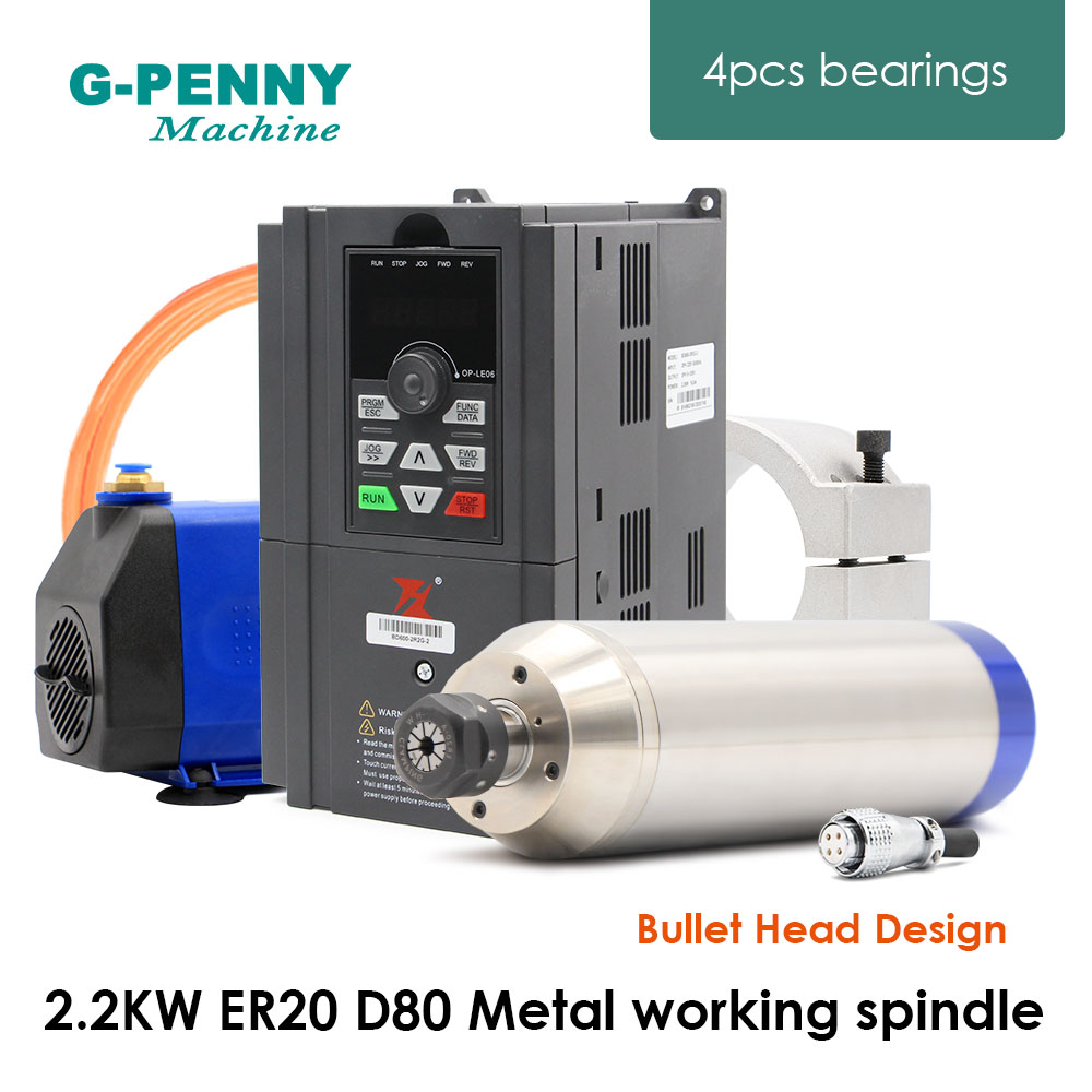 2.2Kw Water Cooled Spindle Kit Vfd - Kit moteur de broche métallique refroidie